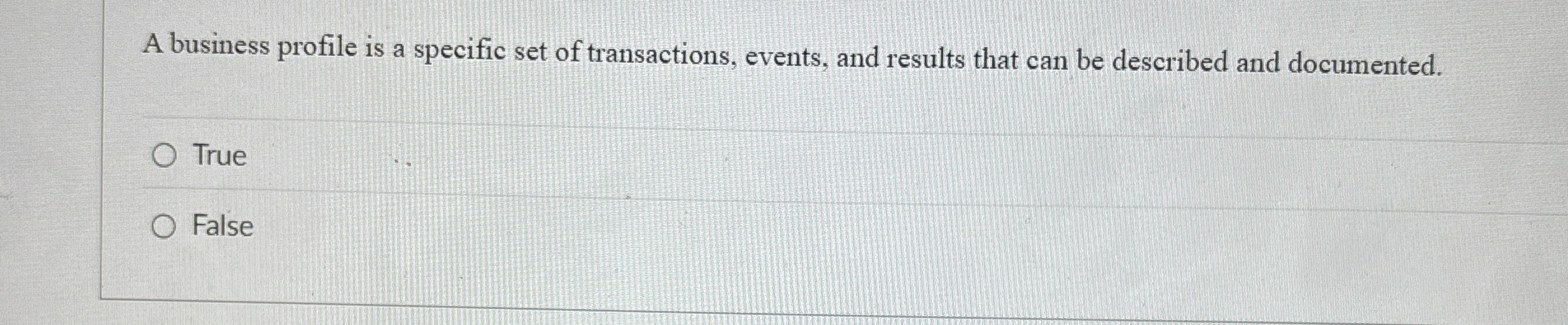 A business profile is a specific set of