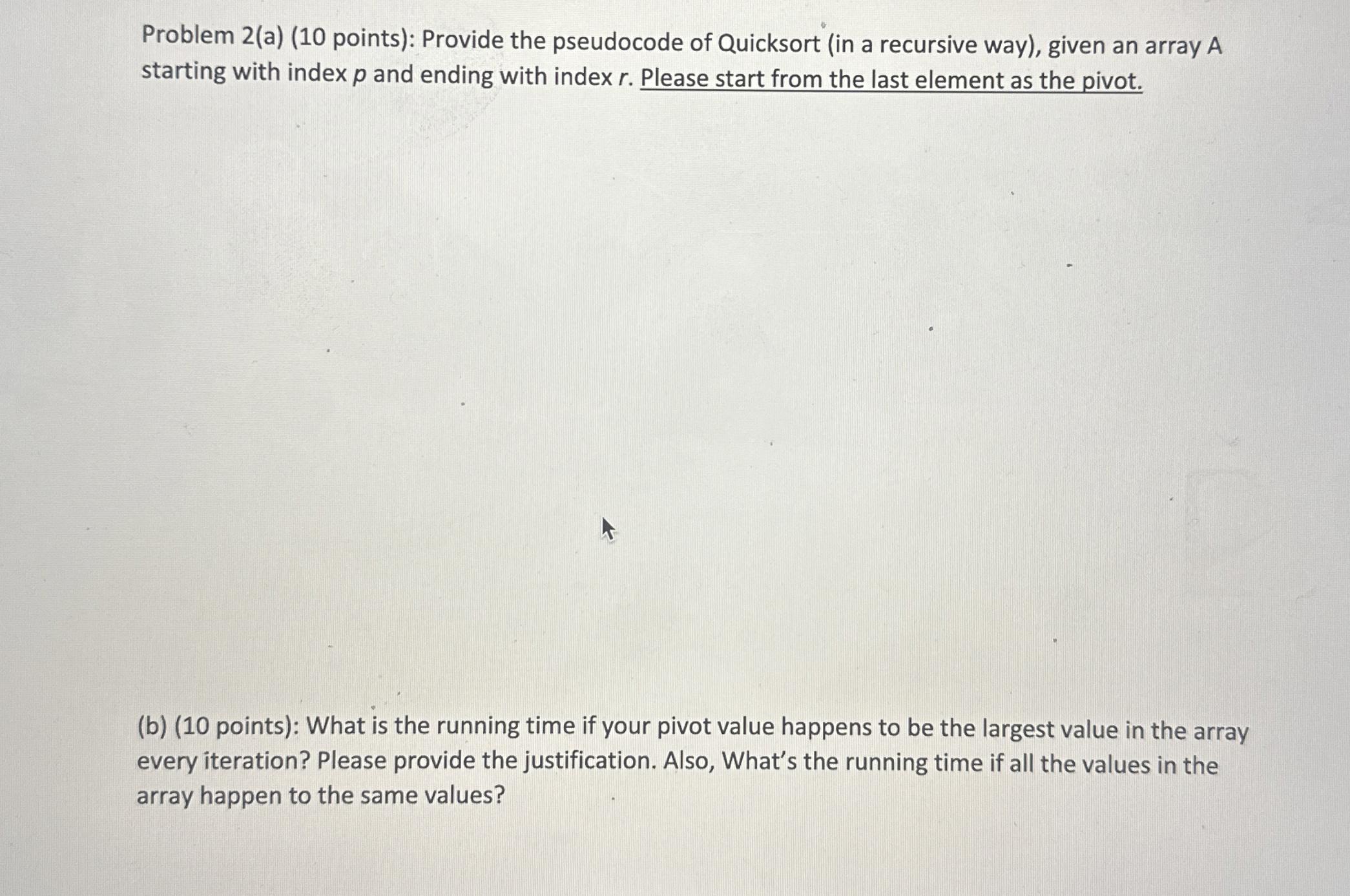 Problem 2 ( a ) ( 1 0 points ) : Provide the