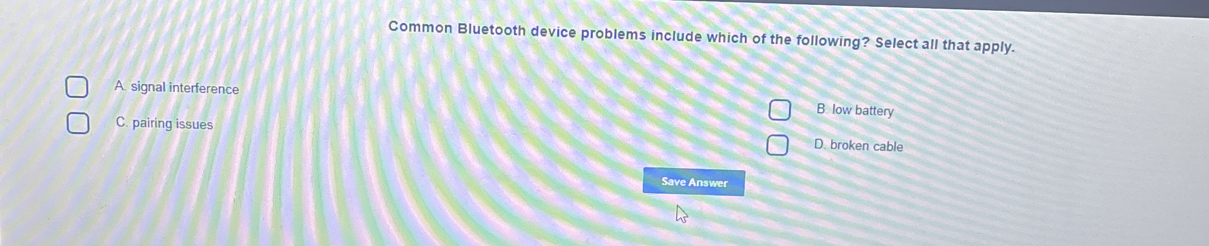 Common Bluetooth device problems include which of
