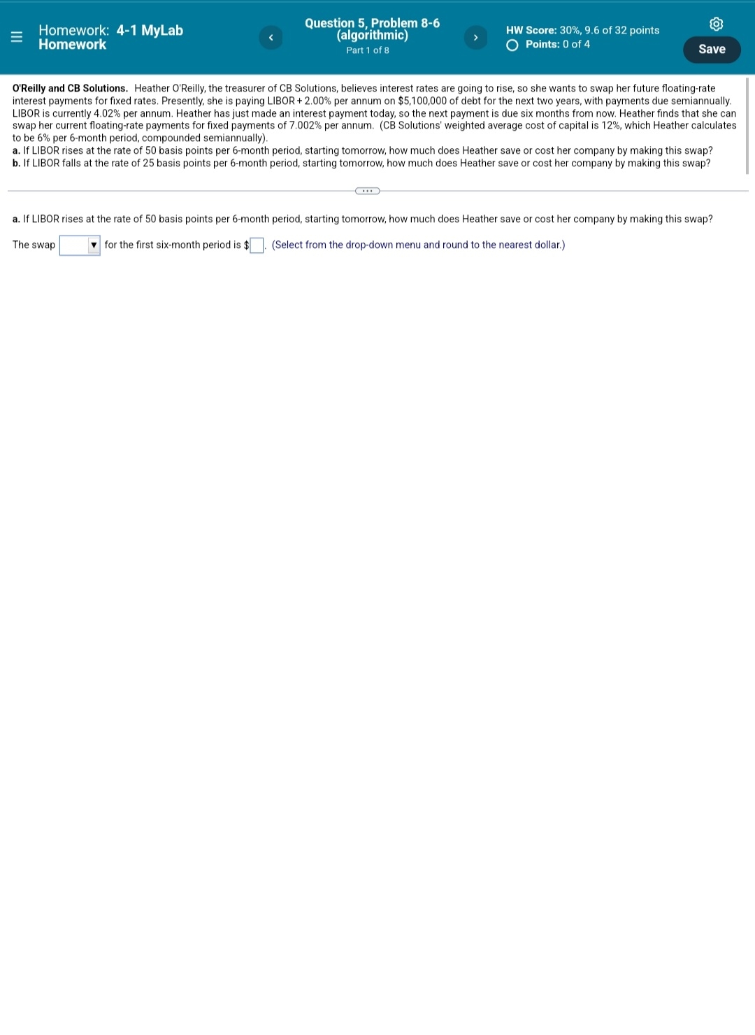 parts a and b Question 5, Problem 8-6 E Homework: