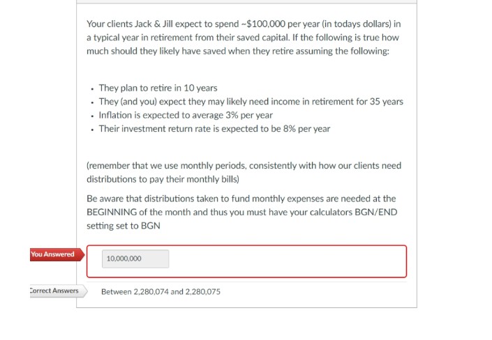 Your clients Jack & Jill expect to spend