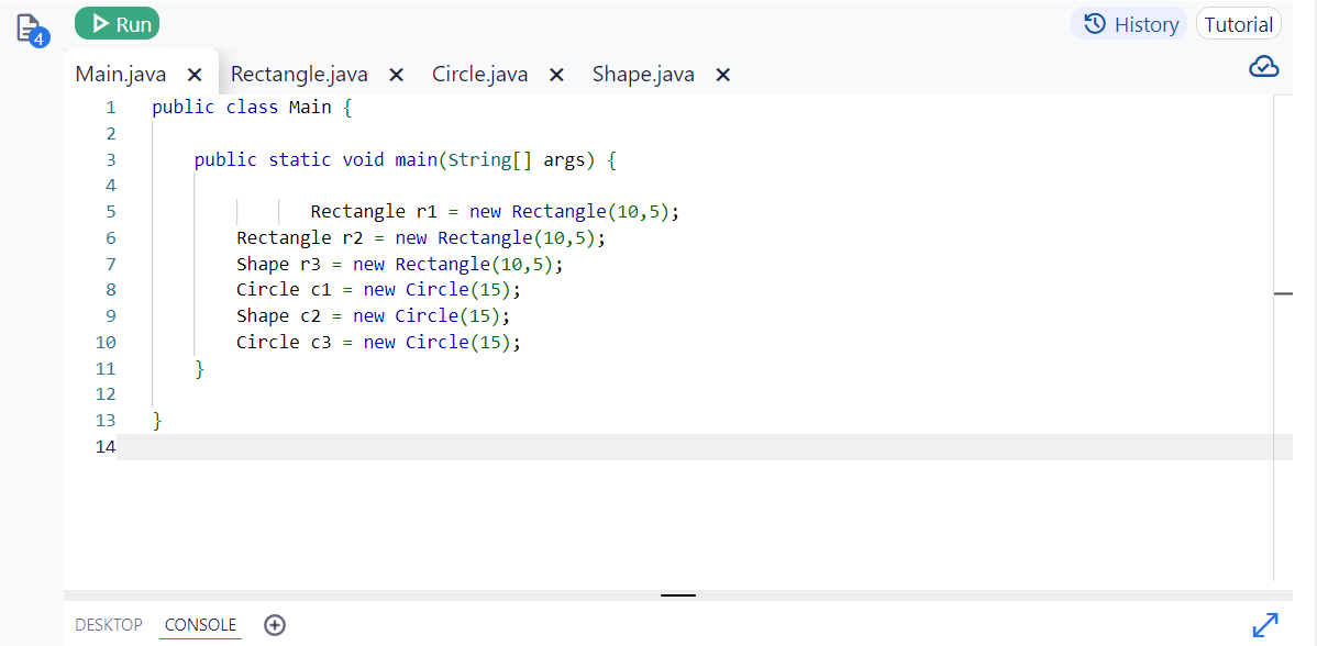 Now that the Shape class is abstract and the main