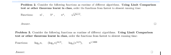 Problem 2 . Consider the following functions as