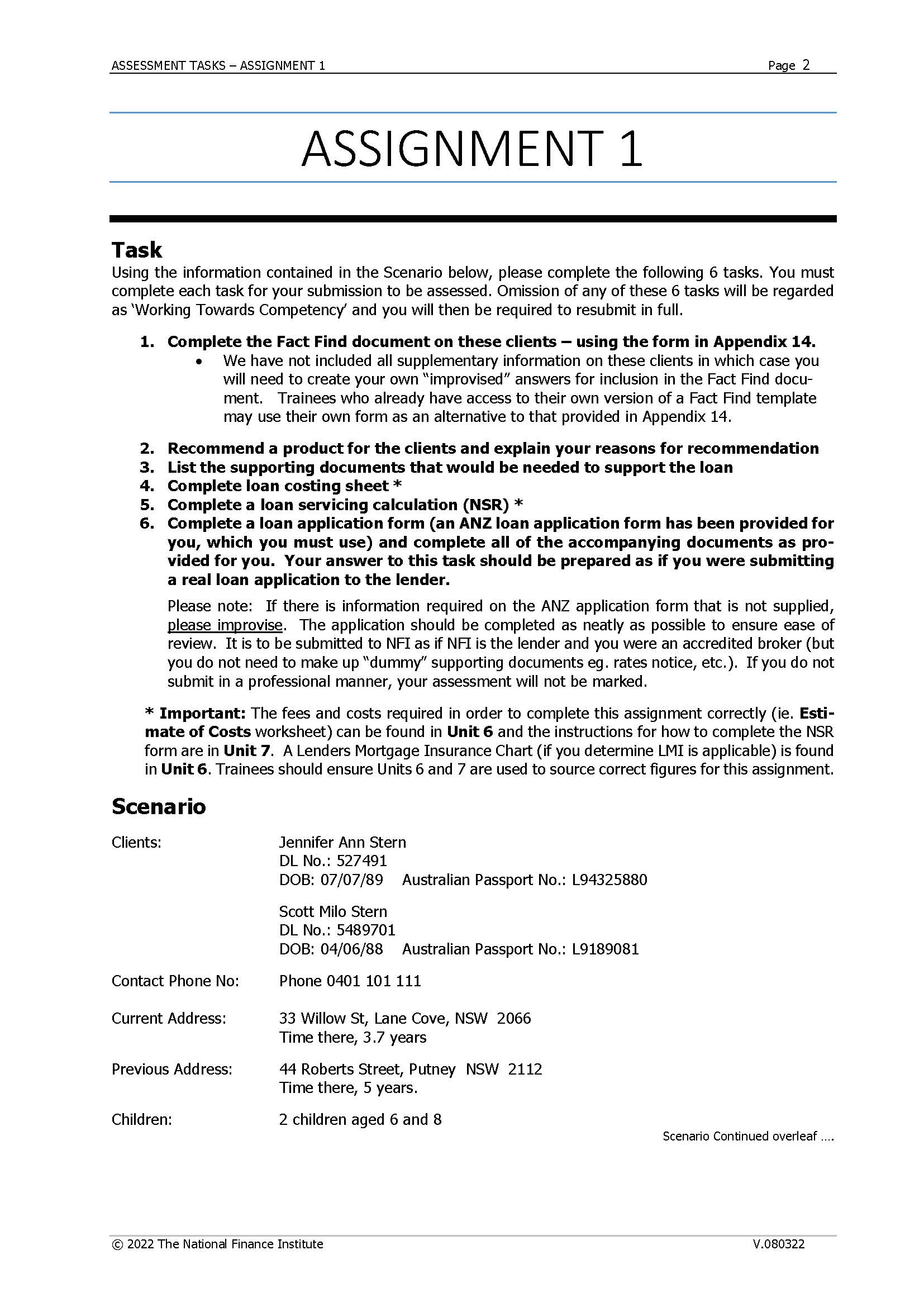 ASSESSMENT TASKS - ASSIGNMENT 1 Page 2 ASSIGNMENT