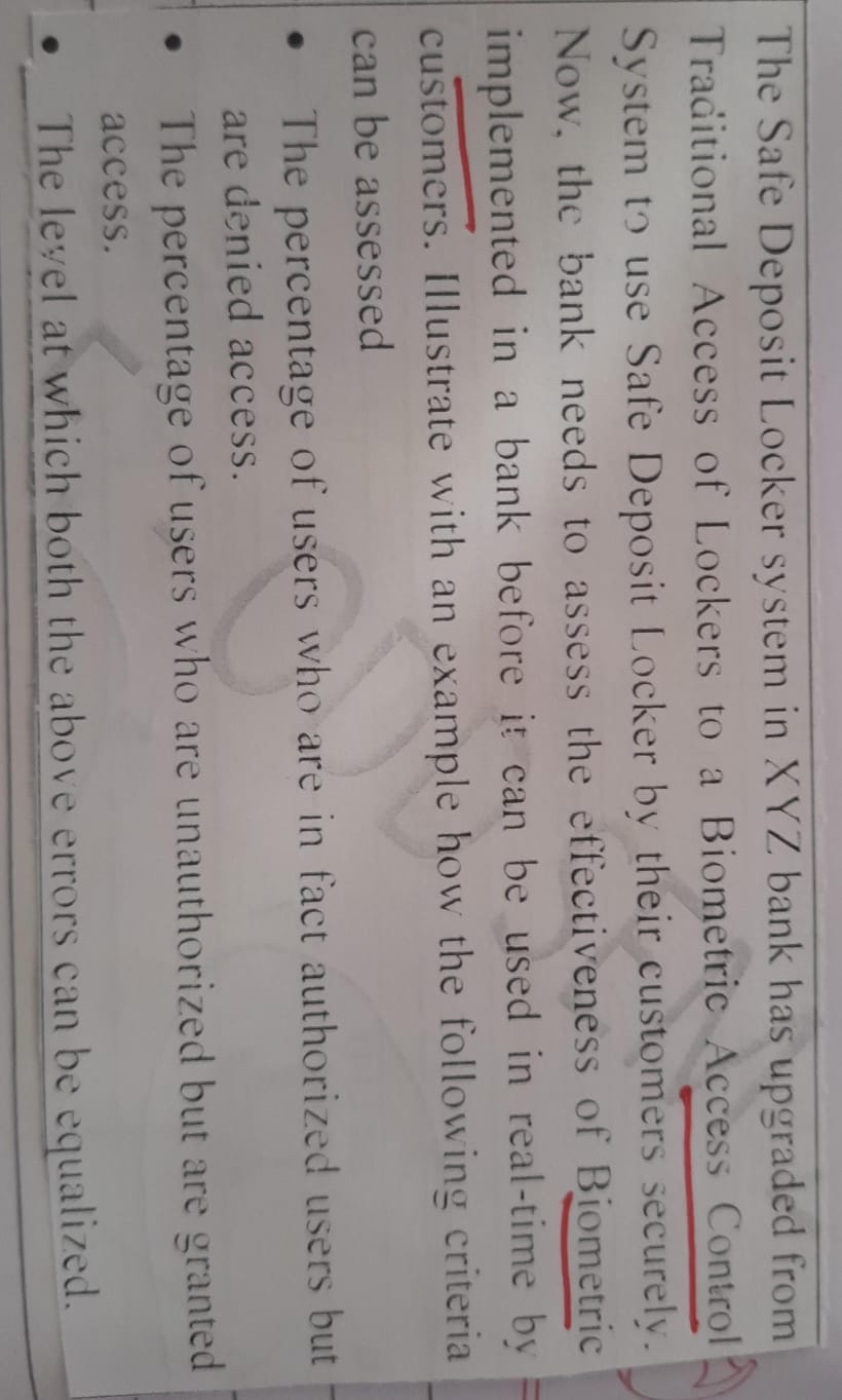 The Safe Deposit Locker system in XYZ bank has