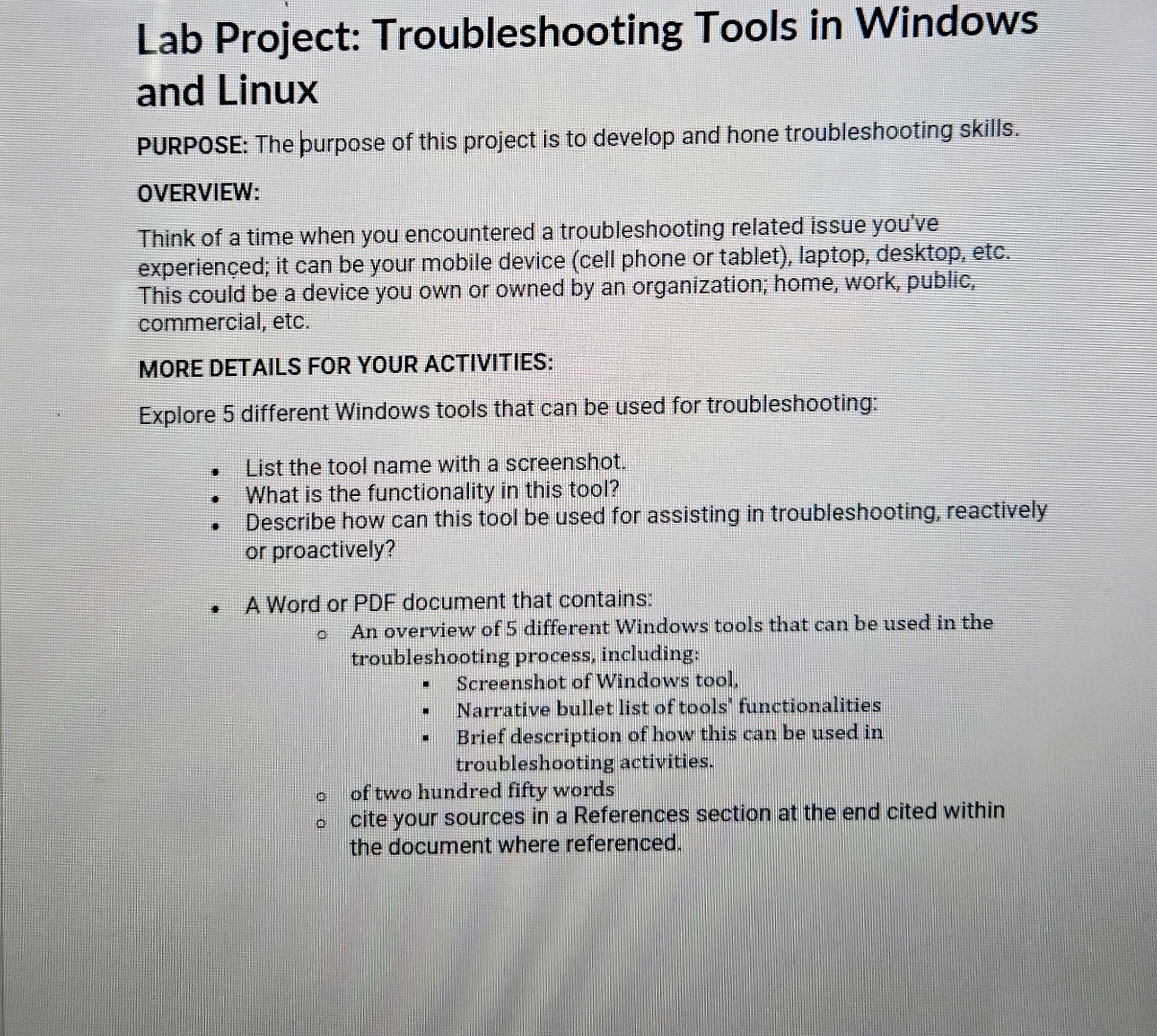 Lab Project: Troubleshooting Tools in Windows and