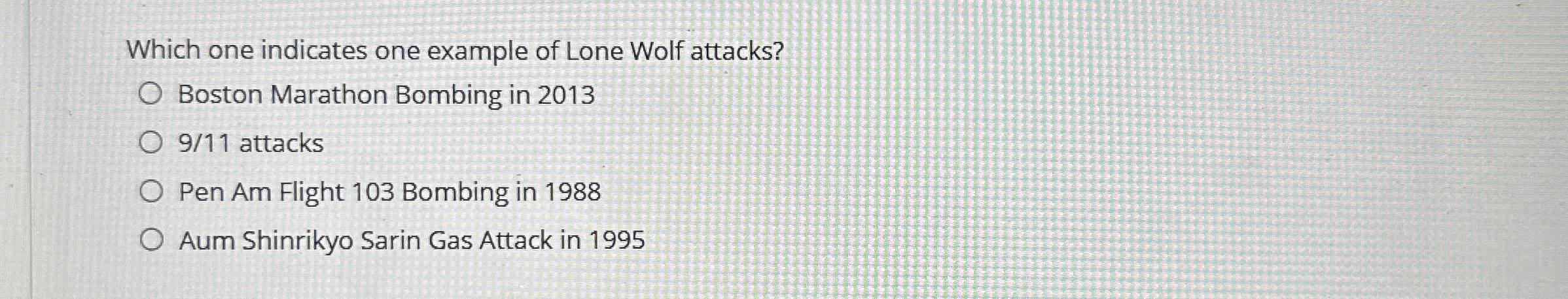 Which one indicates one example of Lone Wolf