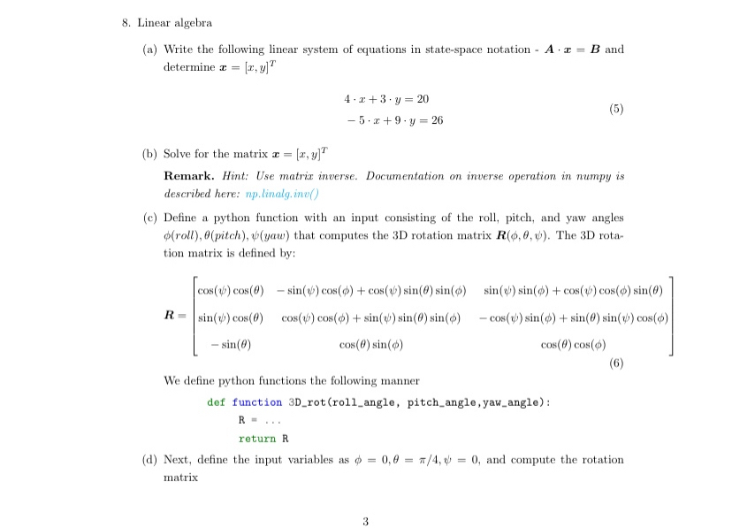 Linear algebra ( a ) Write the following linear