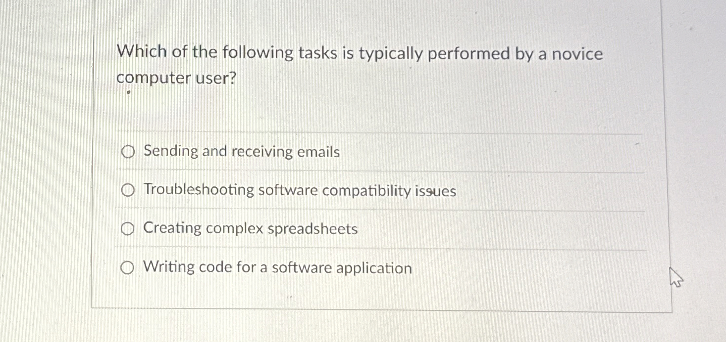Which of the following tasks is typically