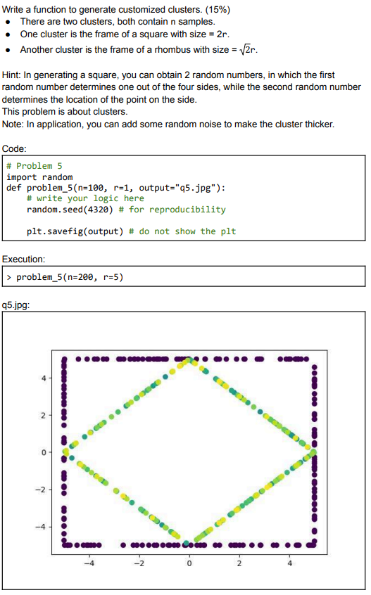 Write a function to generate customized clusters.
