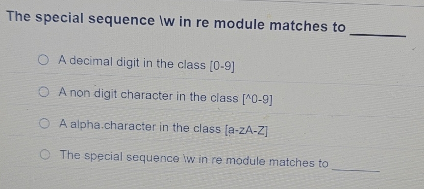 The special sequence Iw in re module matches to A