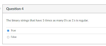 Question 4 The binary strings that have 5 times