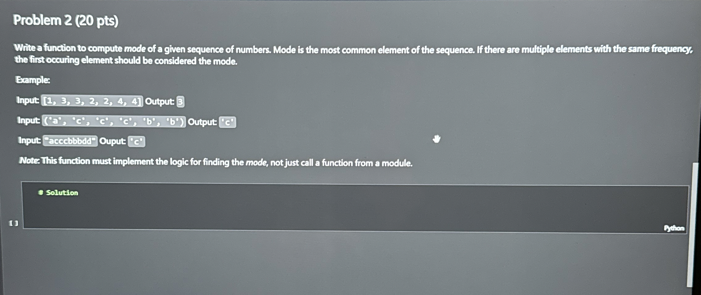 Problem 2 ( 2 0 pts ) Write a function to compute