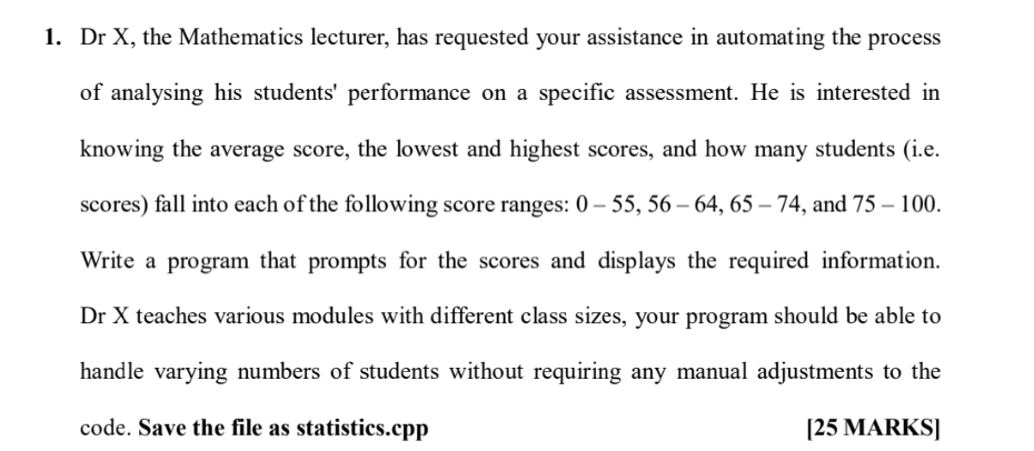 Dr X , the Mathematics lecturer, has requested