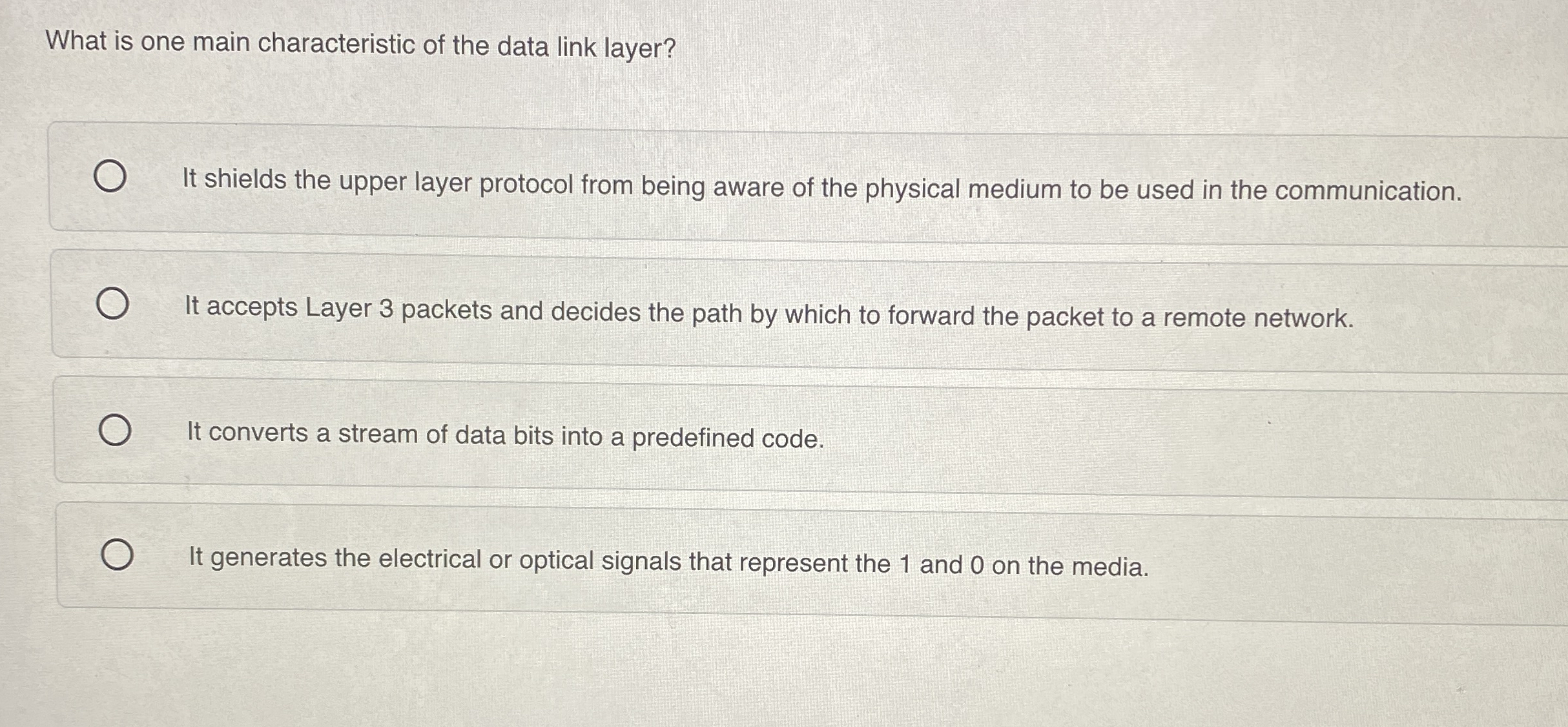 What is one main characteristic of the data link