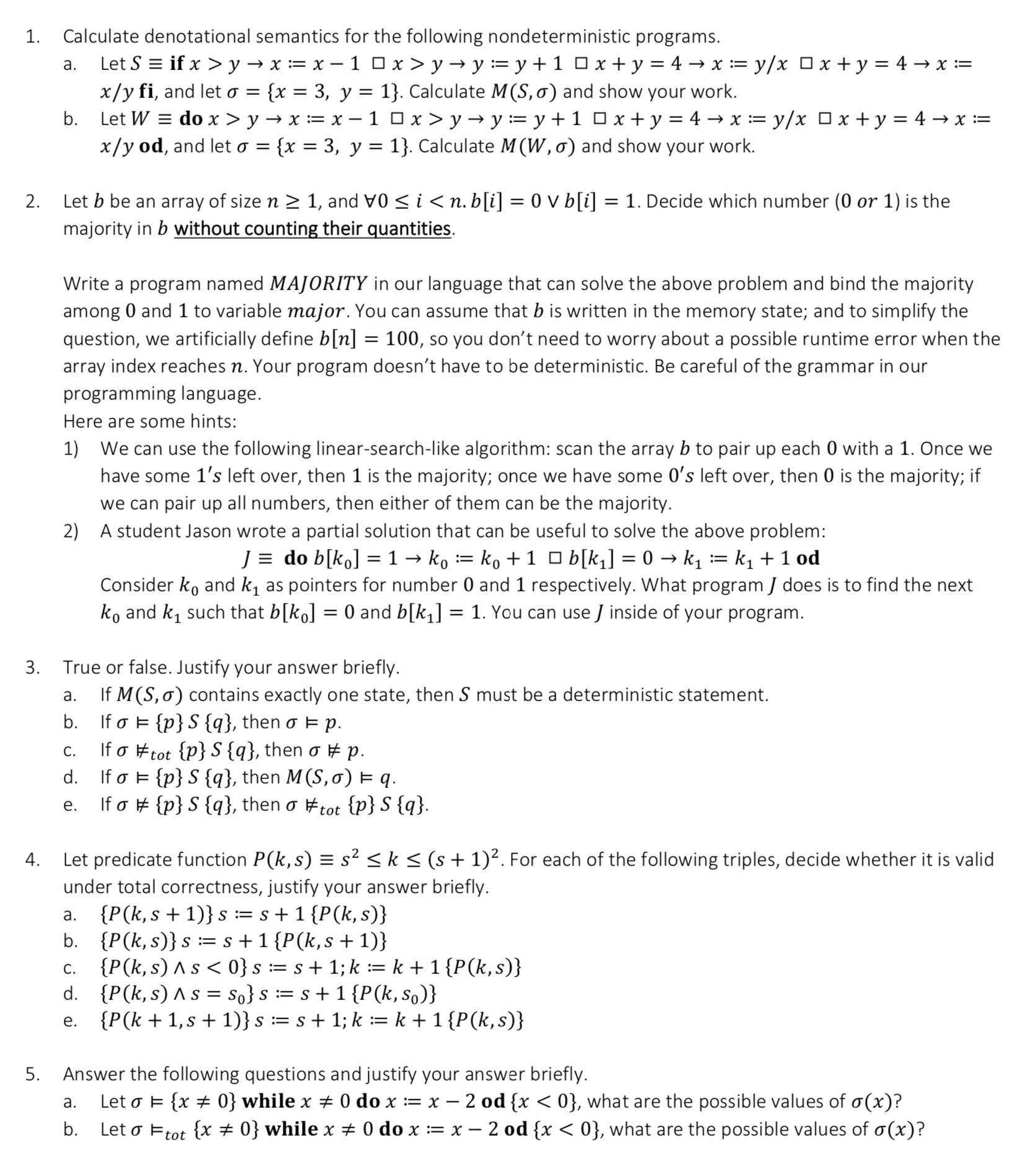 1 . Calculate denotational semantics for the