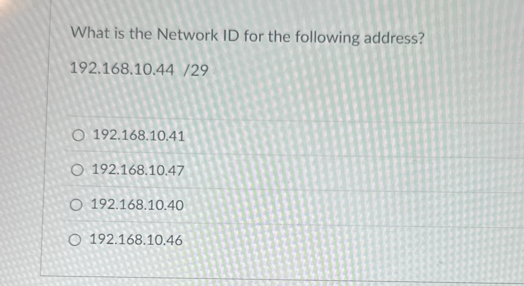 What is the Network ID for the following address?