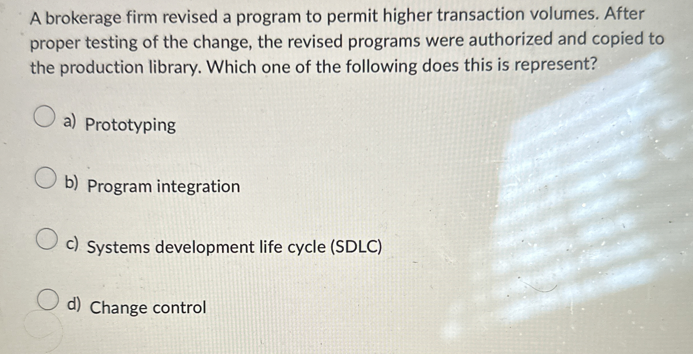 A brokerage firm revised a program to permit