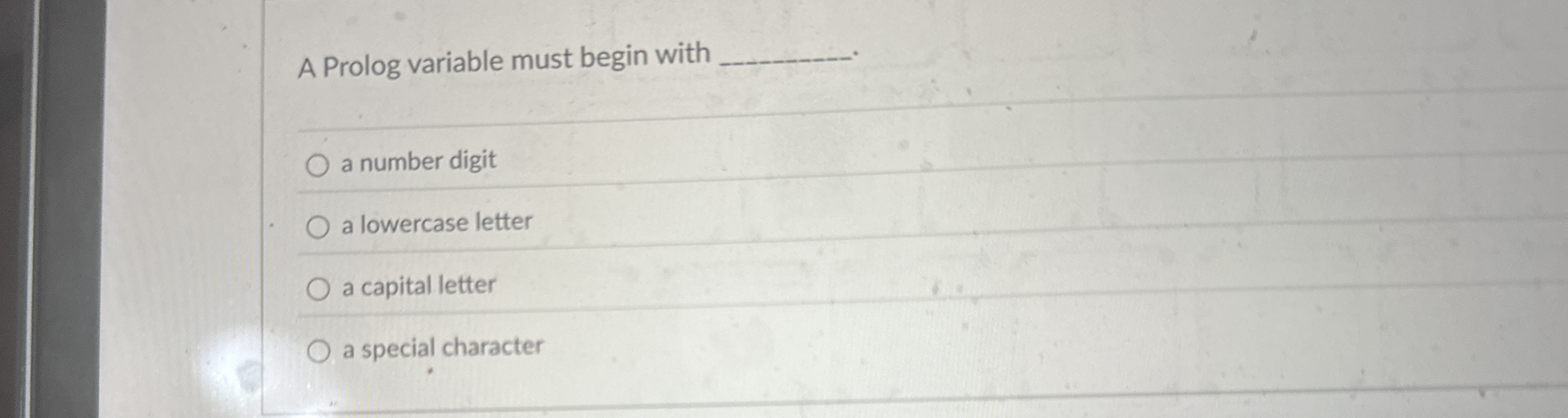A Prolog variable must begin with a number digit