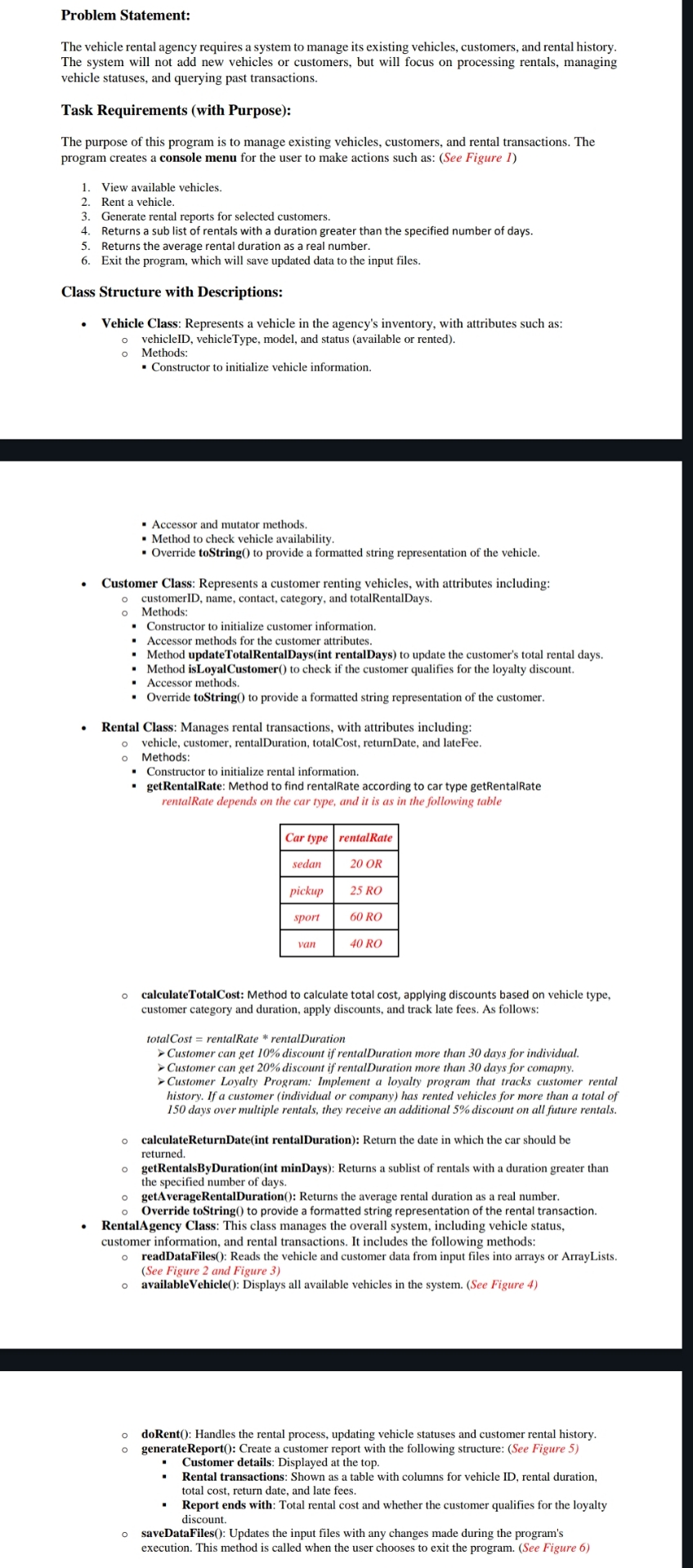 Problem Statement:The vehicle rental agency