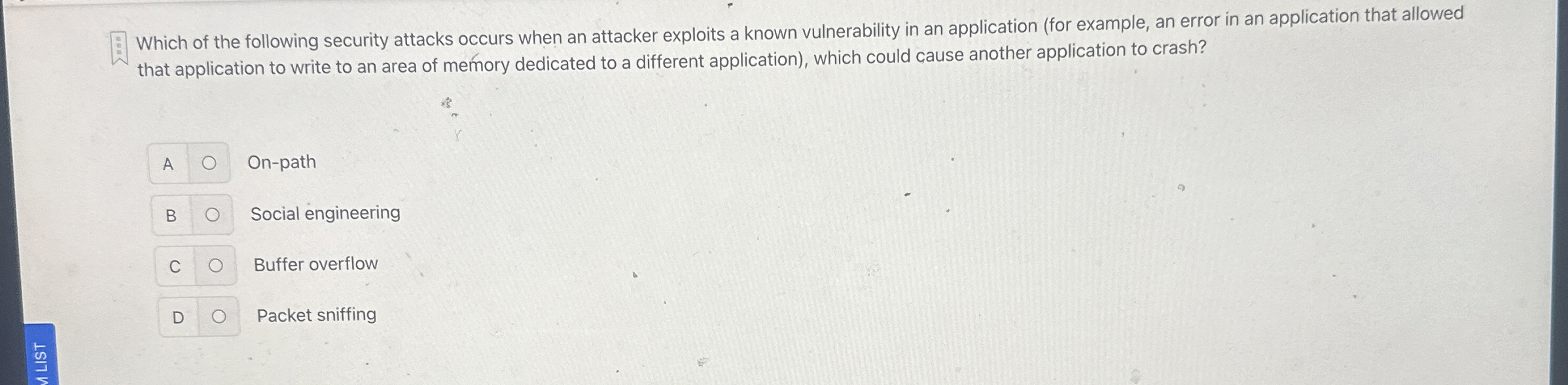 Which of the following security attacks occurs