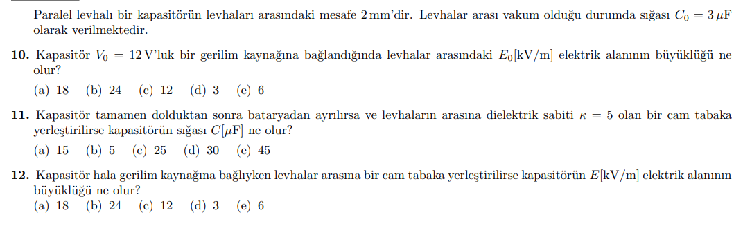 Paralel levhal bir kapasit r n levhalar aras