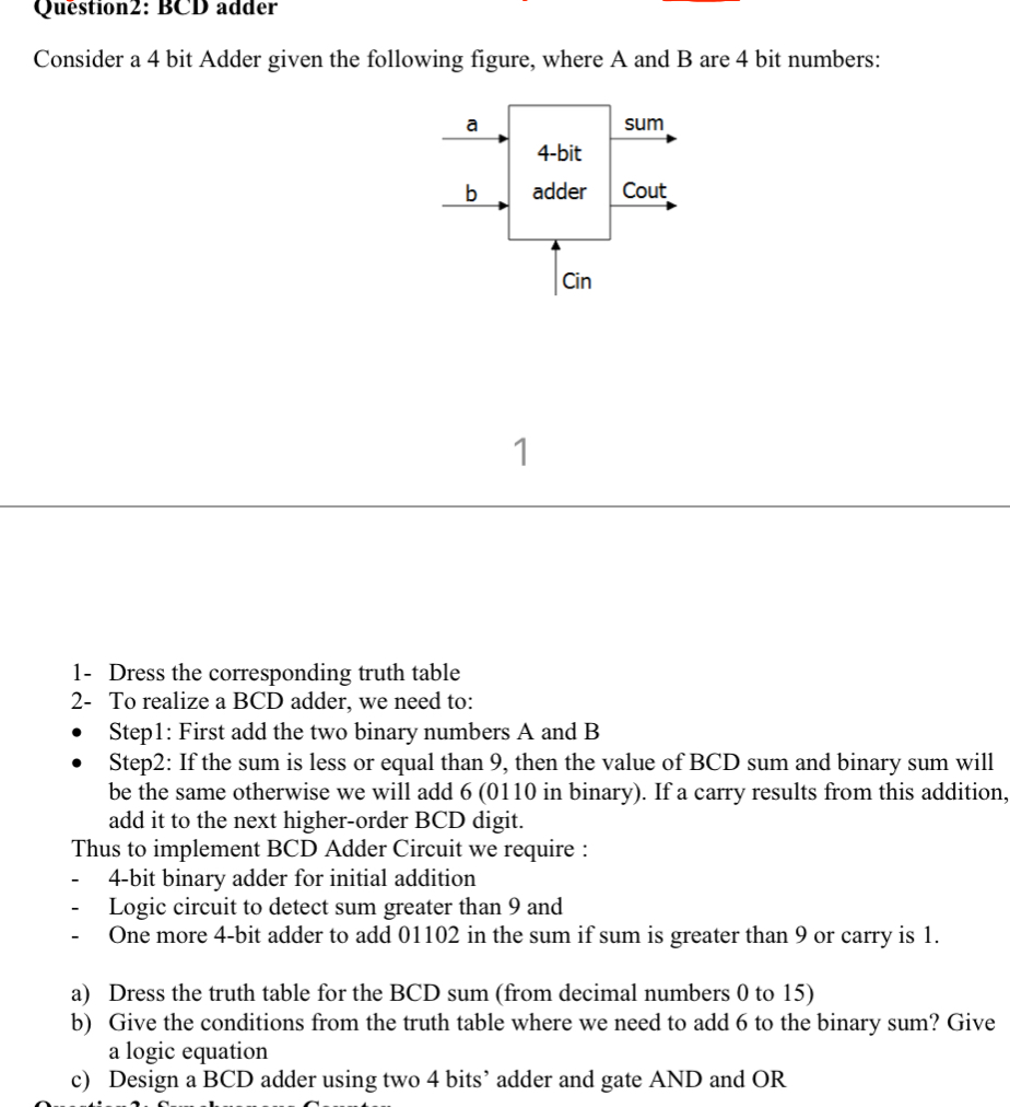 illustrate a diagram in details of a BCD adder