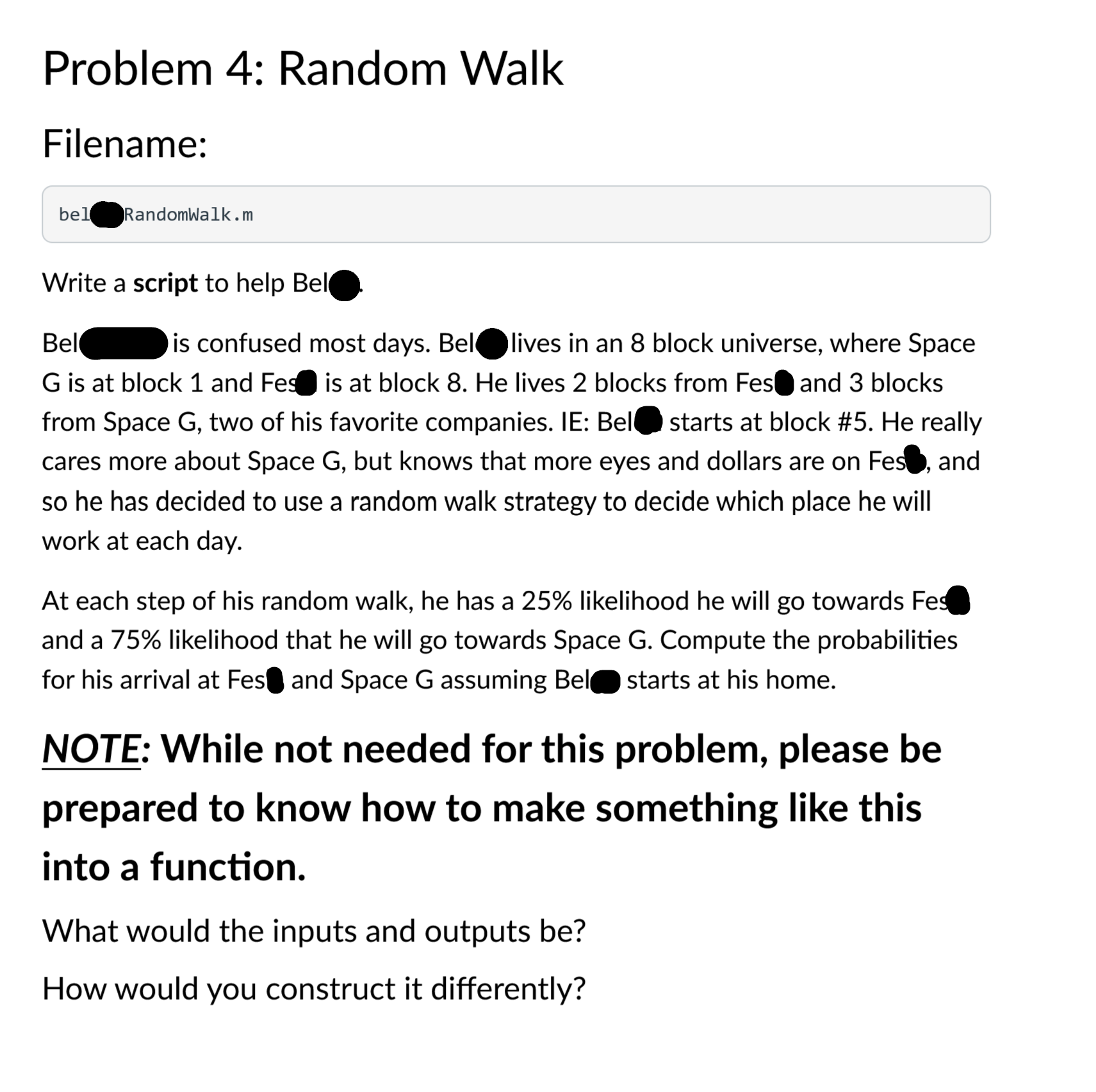 Problem 4 : Random Walk Filename: bel