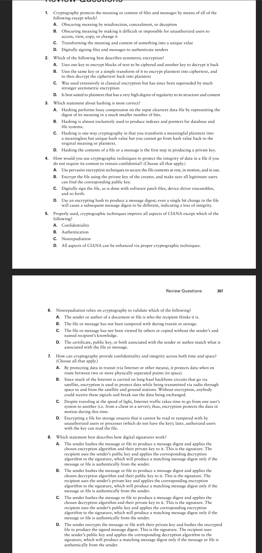 1 . Cryptography protects the meaning or content