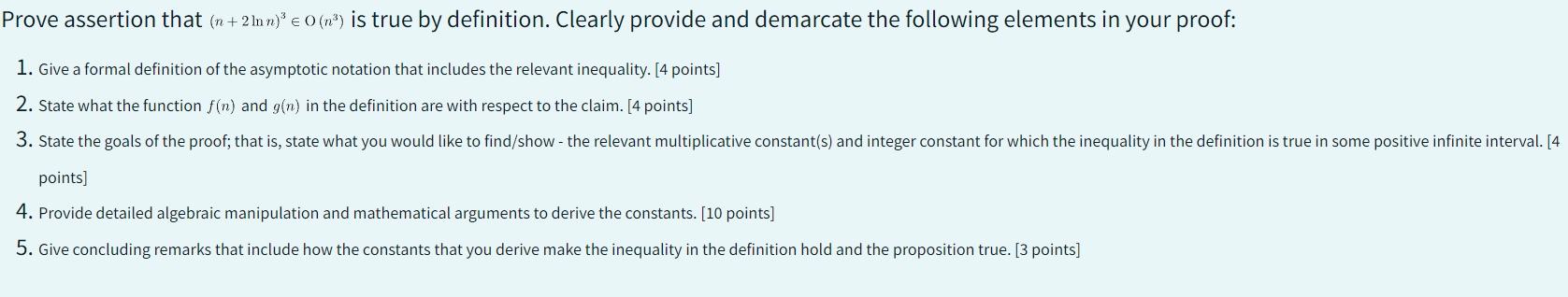 Prove assertion that ( n + 2 l n n ) 3 inO ( n 3