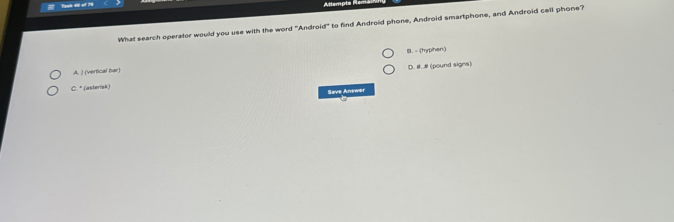 Took 4 6 of 7 6 Attempts Remaining What search
