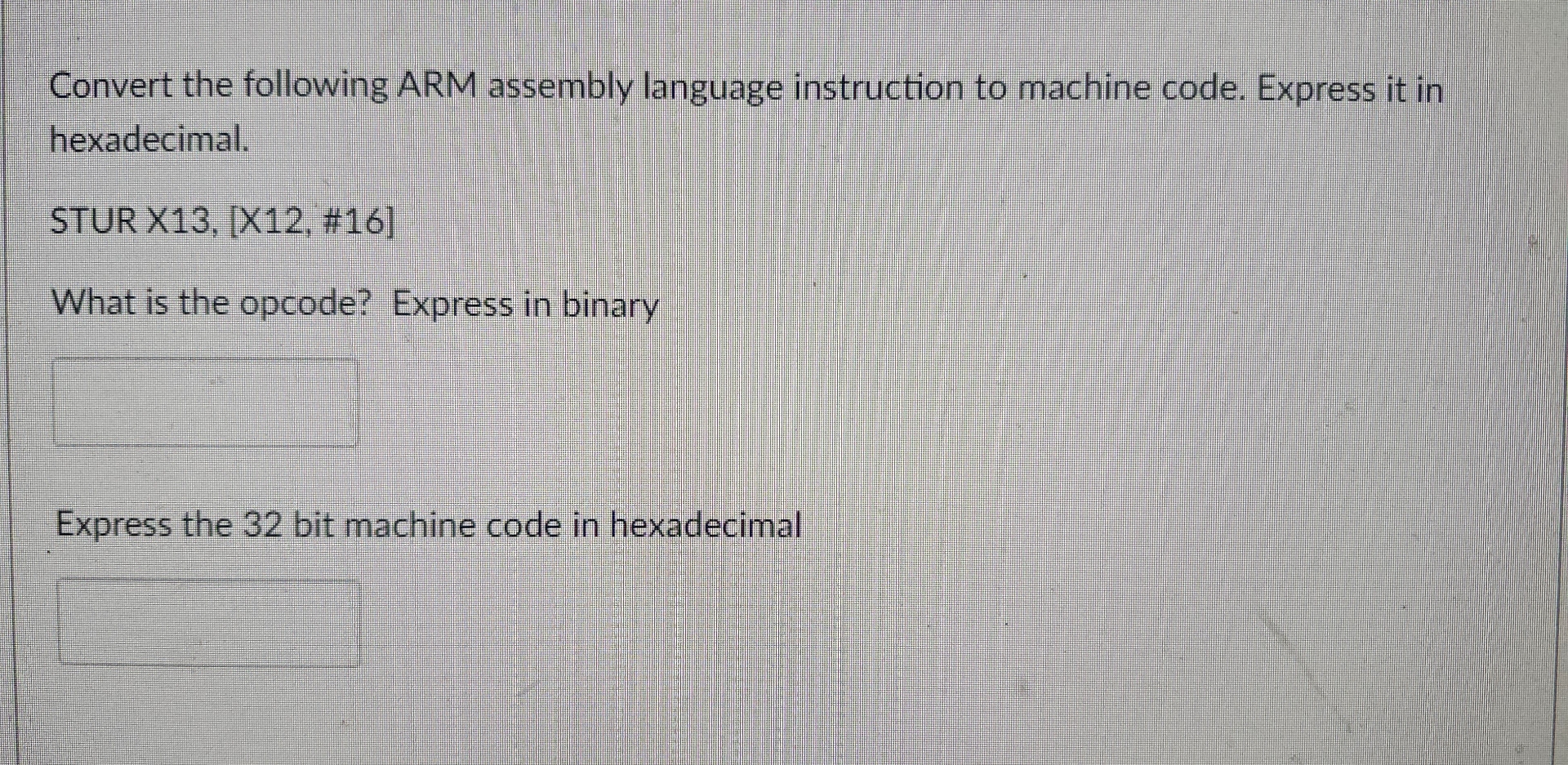 Convert the following ARM assembly language