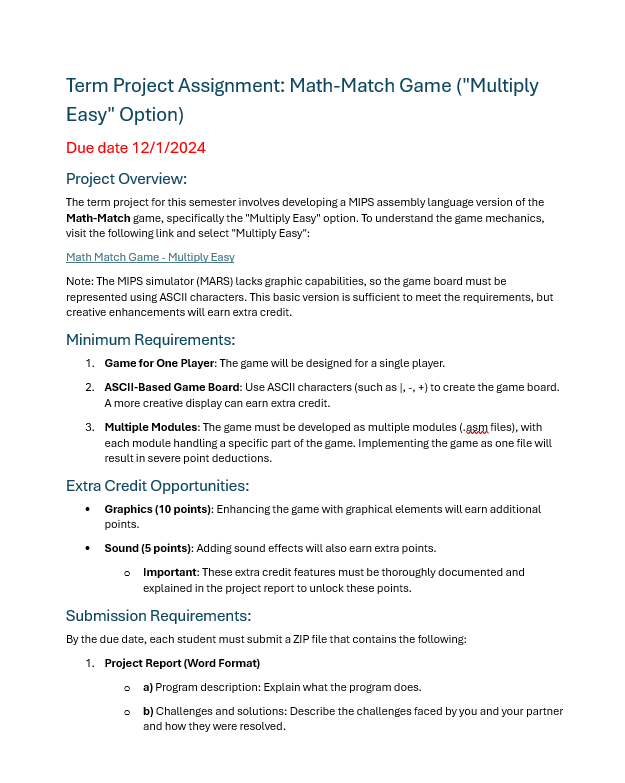 The term project for this semester involves