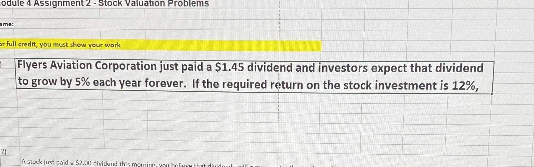 How to performs in excel odule 4 Assignment 2 -