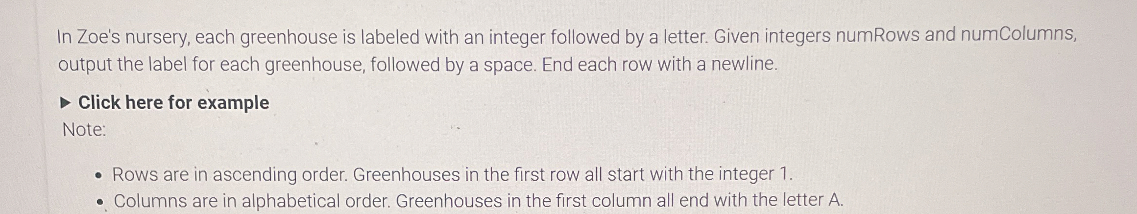 In Zoe's nursery, each greenhouse is labeled with