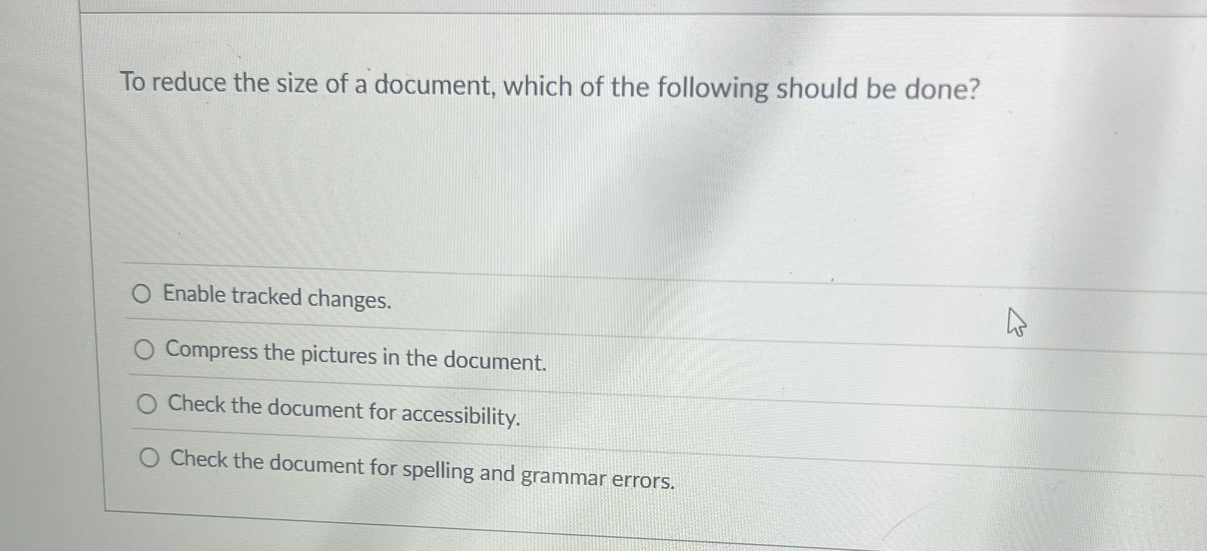 To reduce the size of a document, which of the