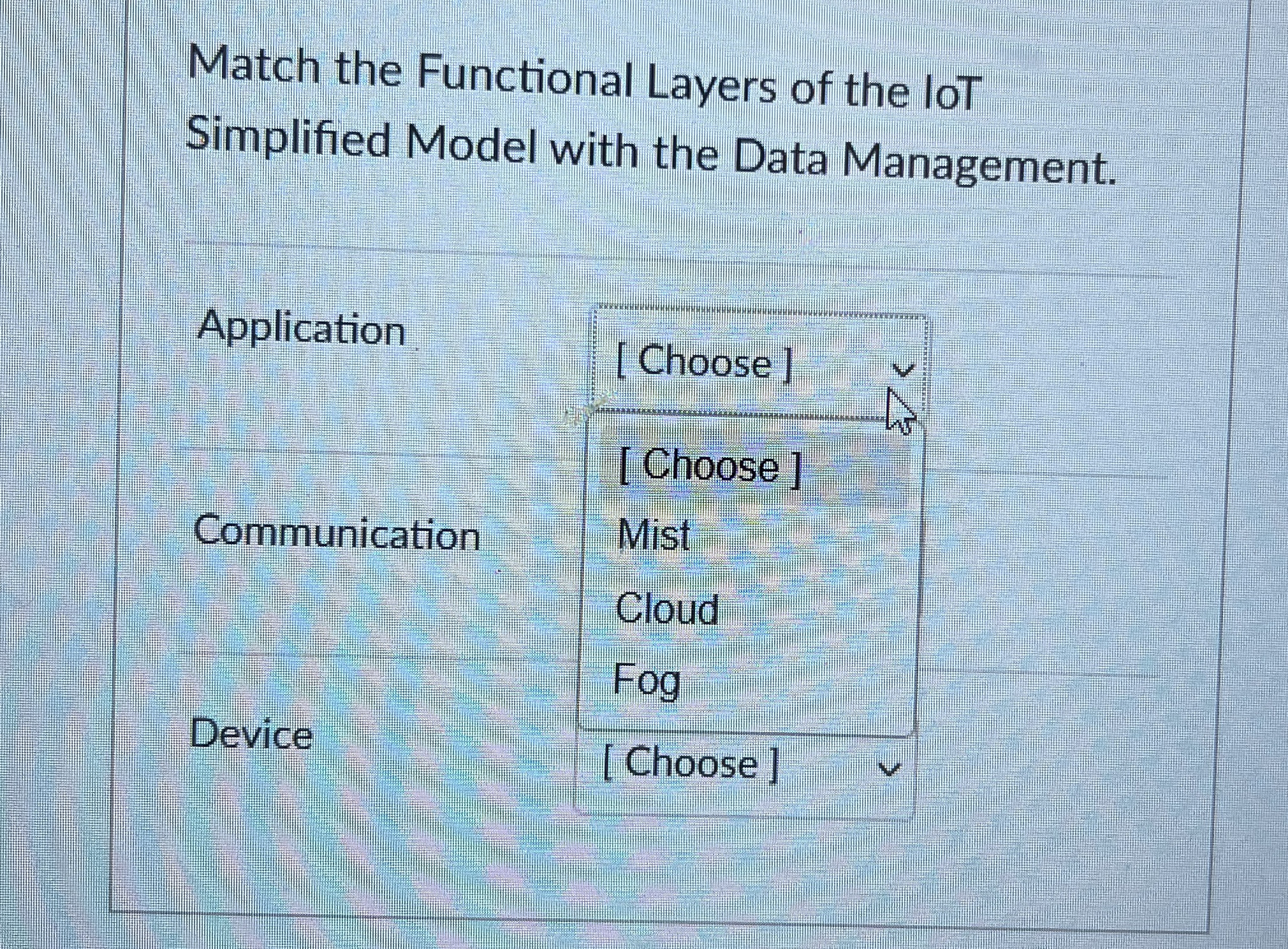 Match the Functional Layers of the loT Simplified