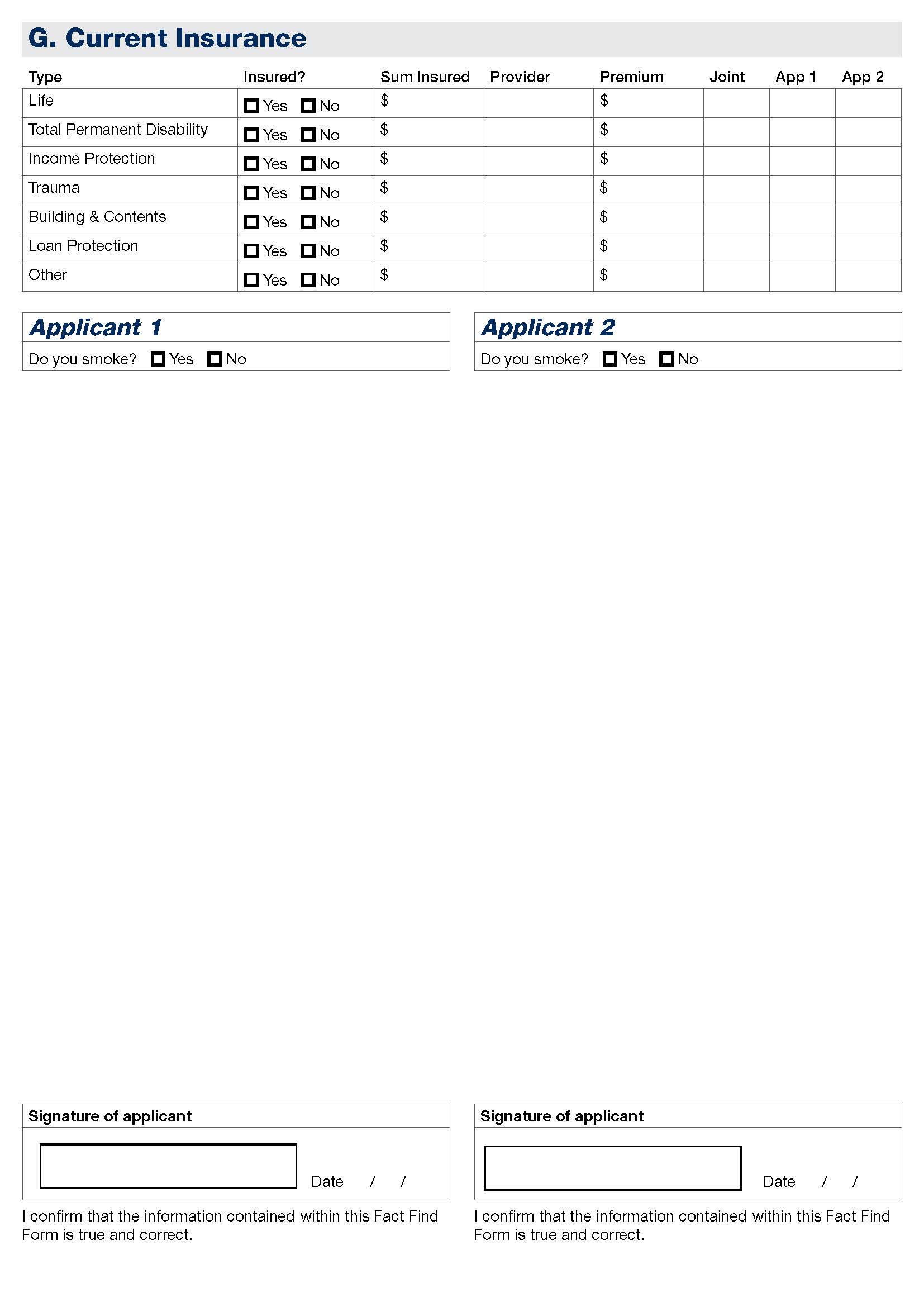 Fact Find Initial Interview: Time Date Location