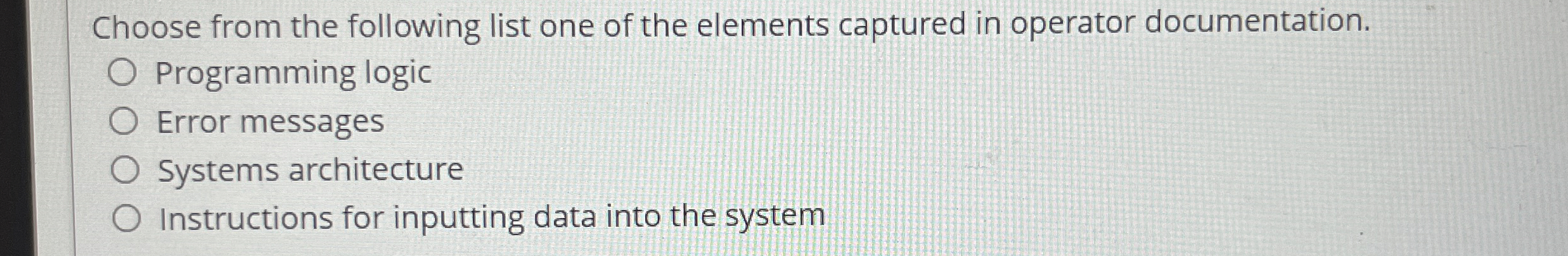 Choose from the following list one of the