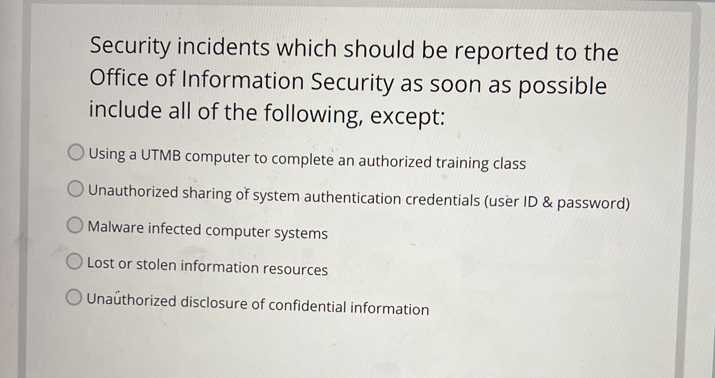 Security incidents which should be reported to