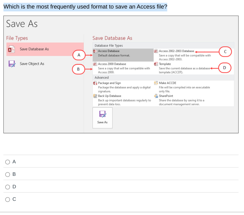 Which is the most frequently used format to save