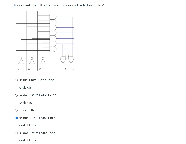 Implement the full adder functions using the