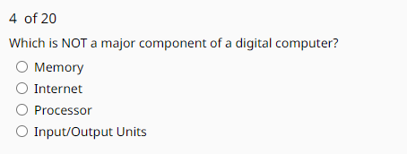 4 of 2 0 Which is NOT a major component of a