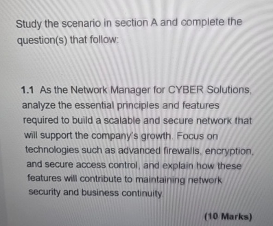 Study the scenario in section A and complete the