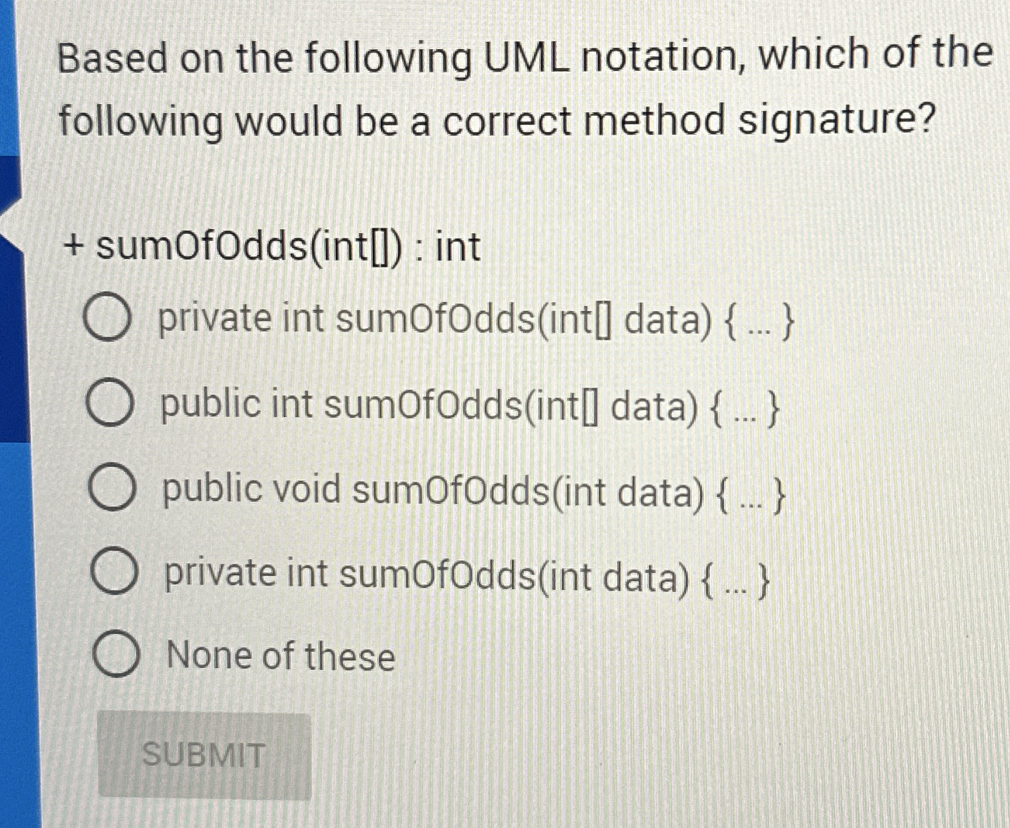 Based on the following UML notation, which of the