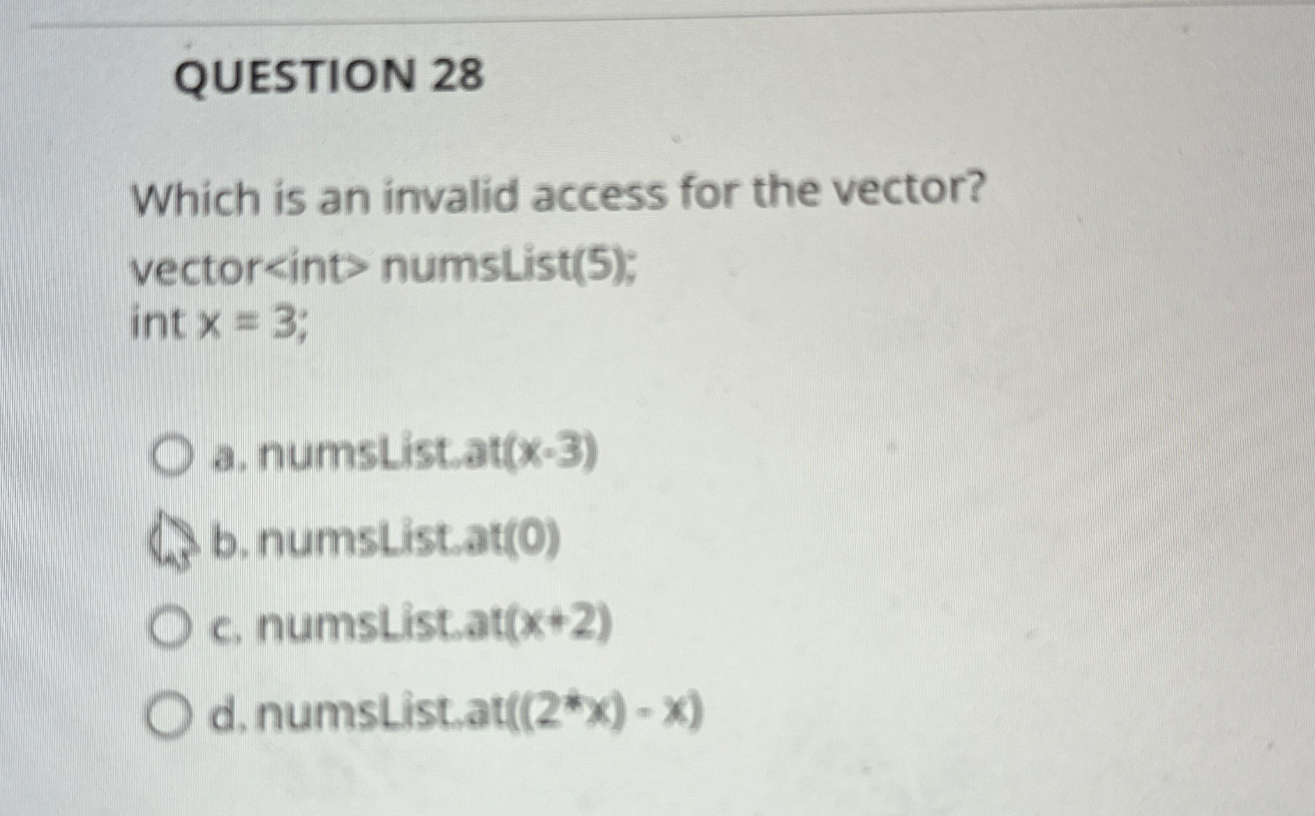 QUESTION 2 8 Which is an invalid access for the
