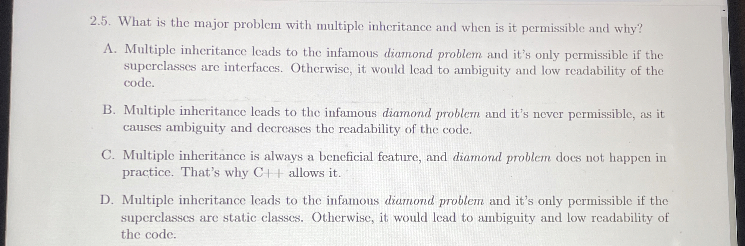 2 . 5 . What is the major problem with multiple