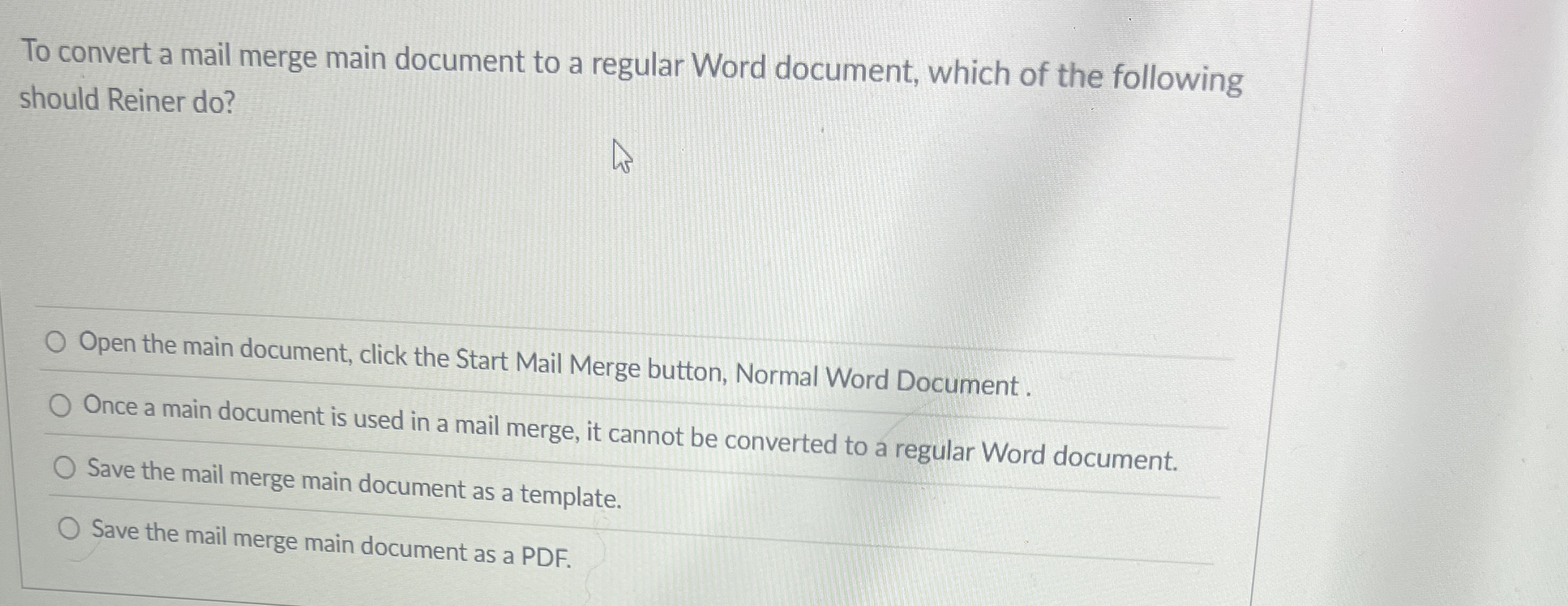 To convert a mail merge main document to a