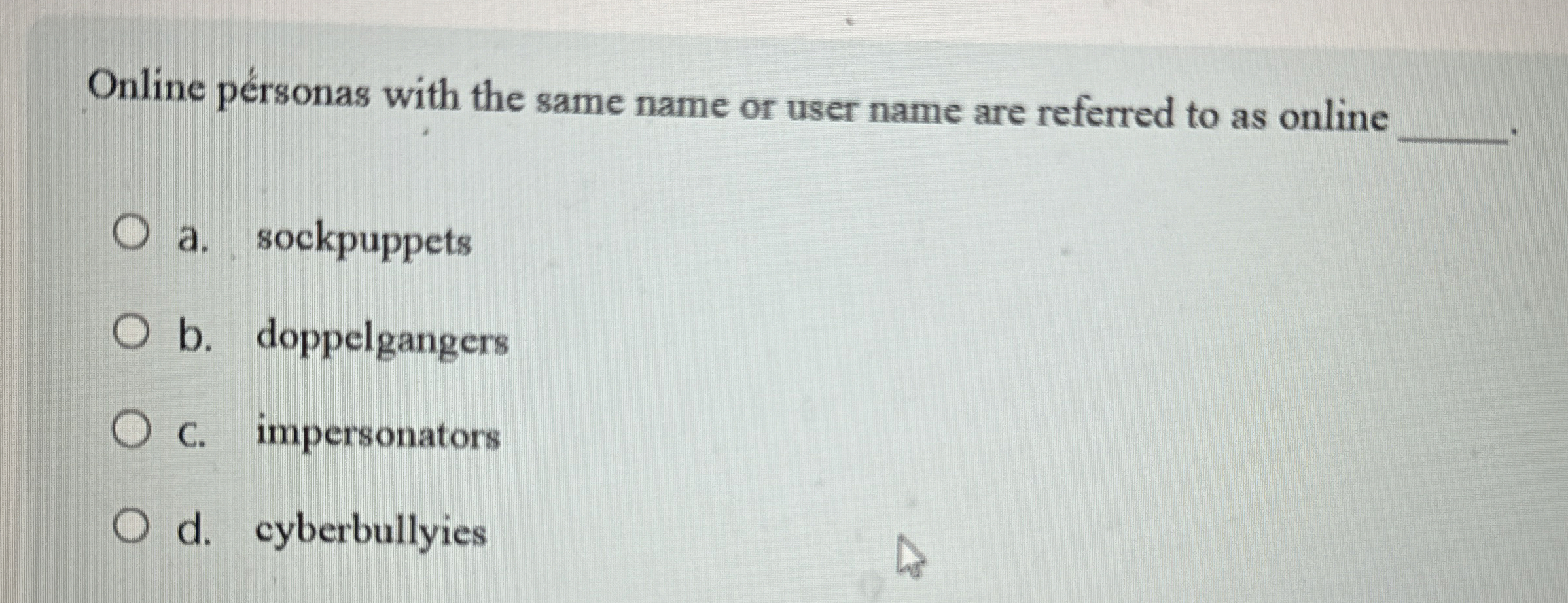 How to solve What does this mean Online personas