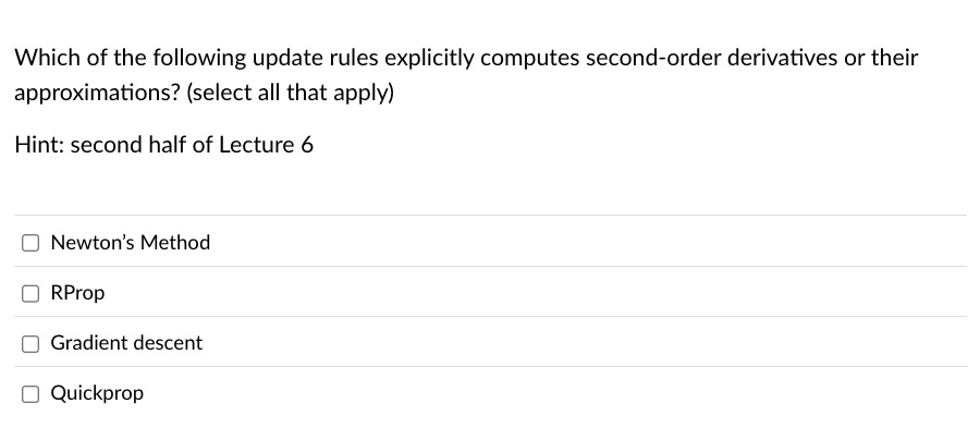 Which of the following update rules explicitly